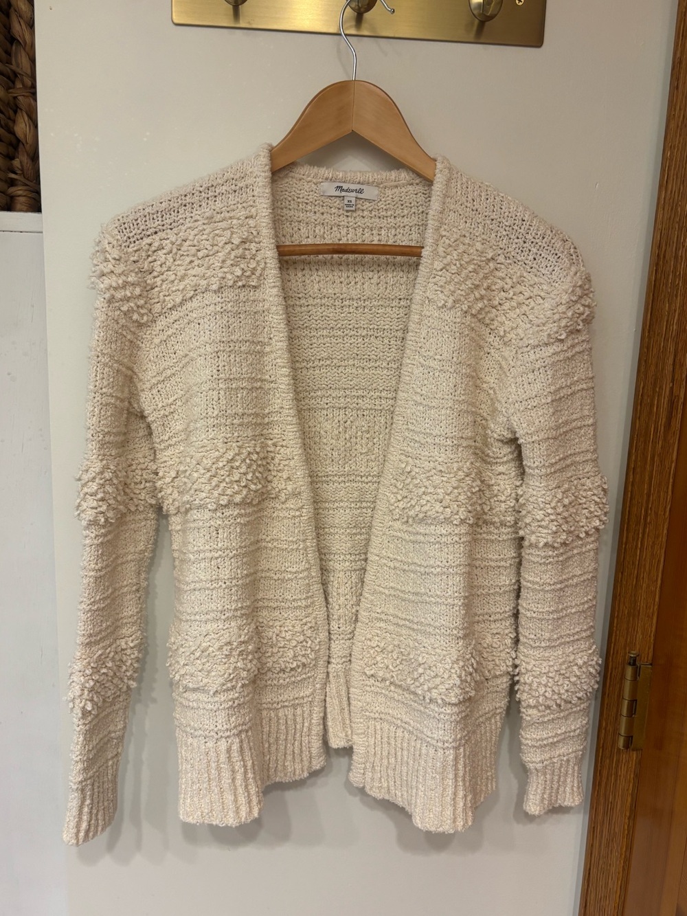 Madewell Bronson Popcorn Textured Cardigan Sweater – Cream